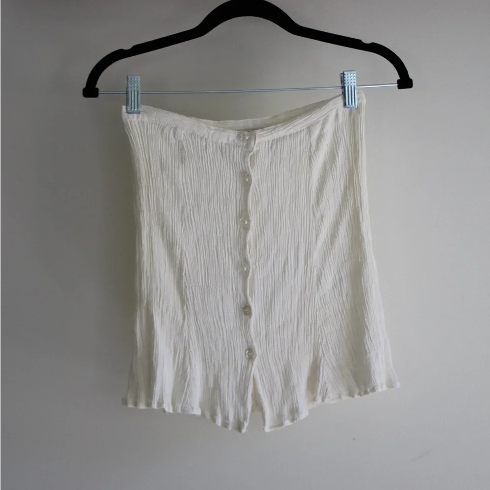 White Button-Front Tube Top - Picture 3 of 3